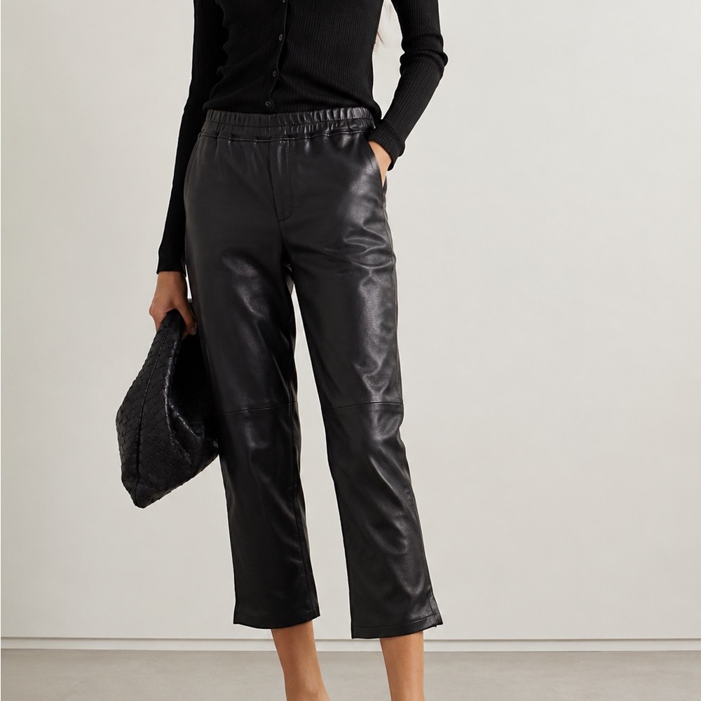 Enes Lambskin Black Leather Crop Pants - Sz Women 6